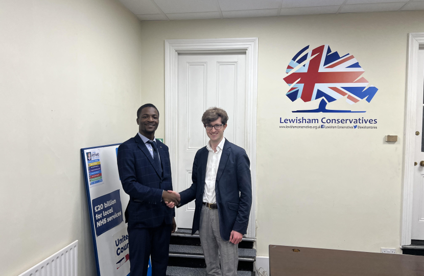 Hugh Rees-Beaumont pictured with David, a fellow Lewisham Conservative Party member.